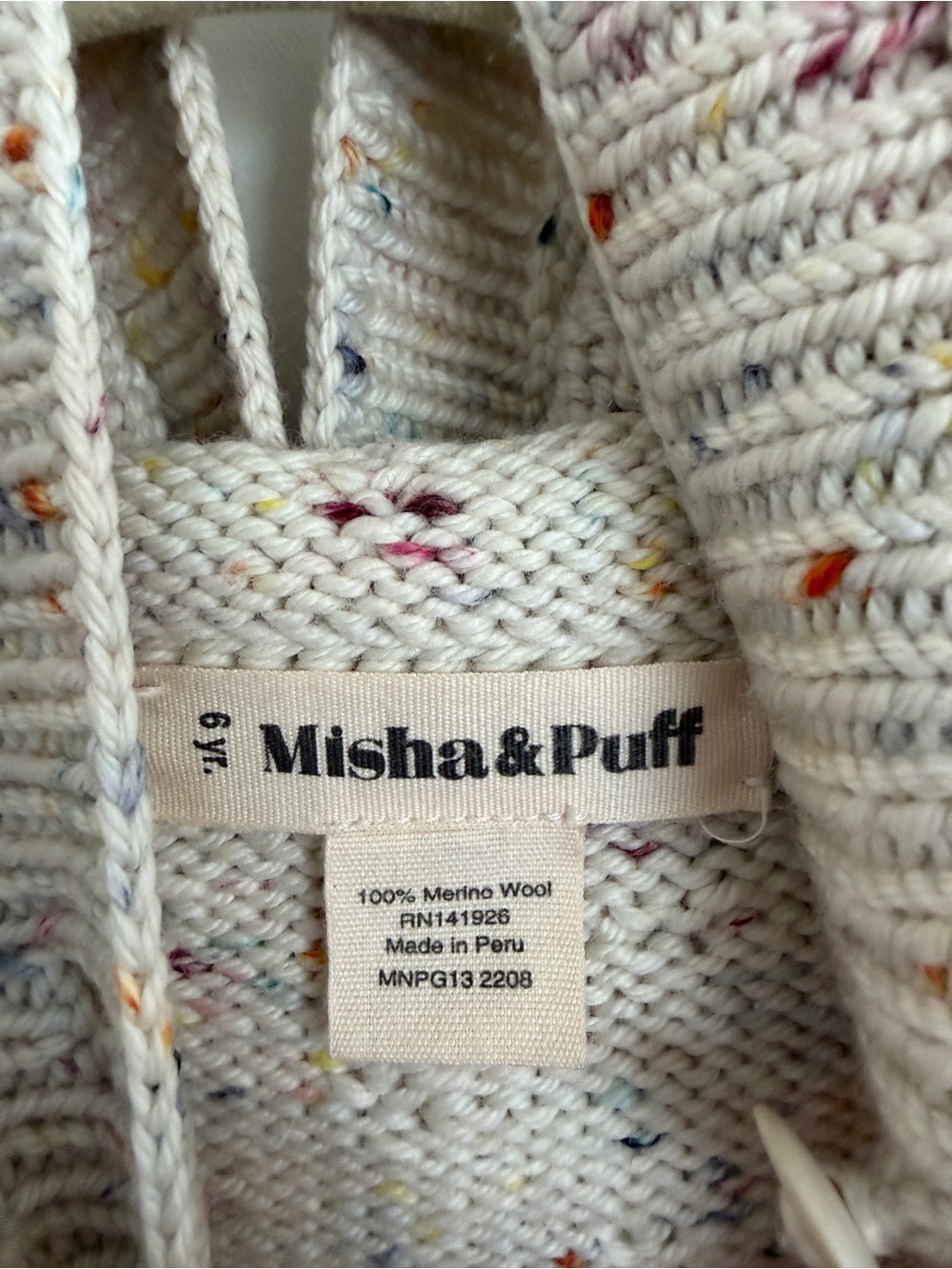 Misha and Puff Kids Confetti Hooded Cardigan Speckled Knit Cardigan Jacket - Picture 3 of 4